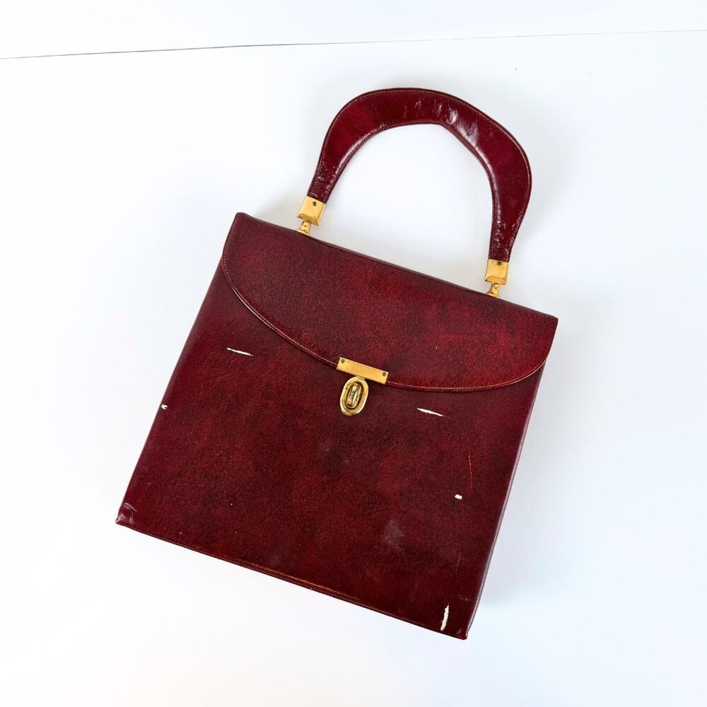 Vintage Morlé Burgundy Leather Top Handle Bag